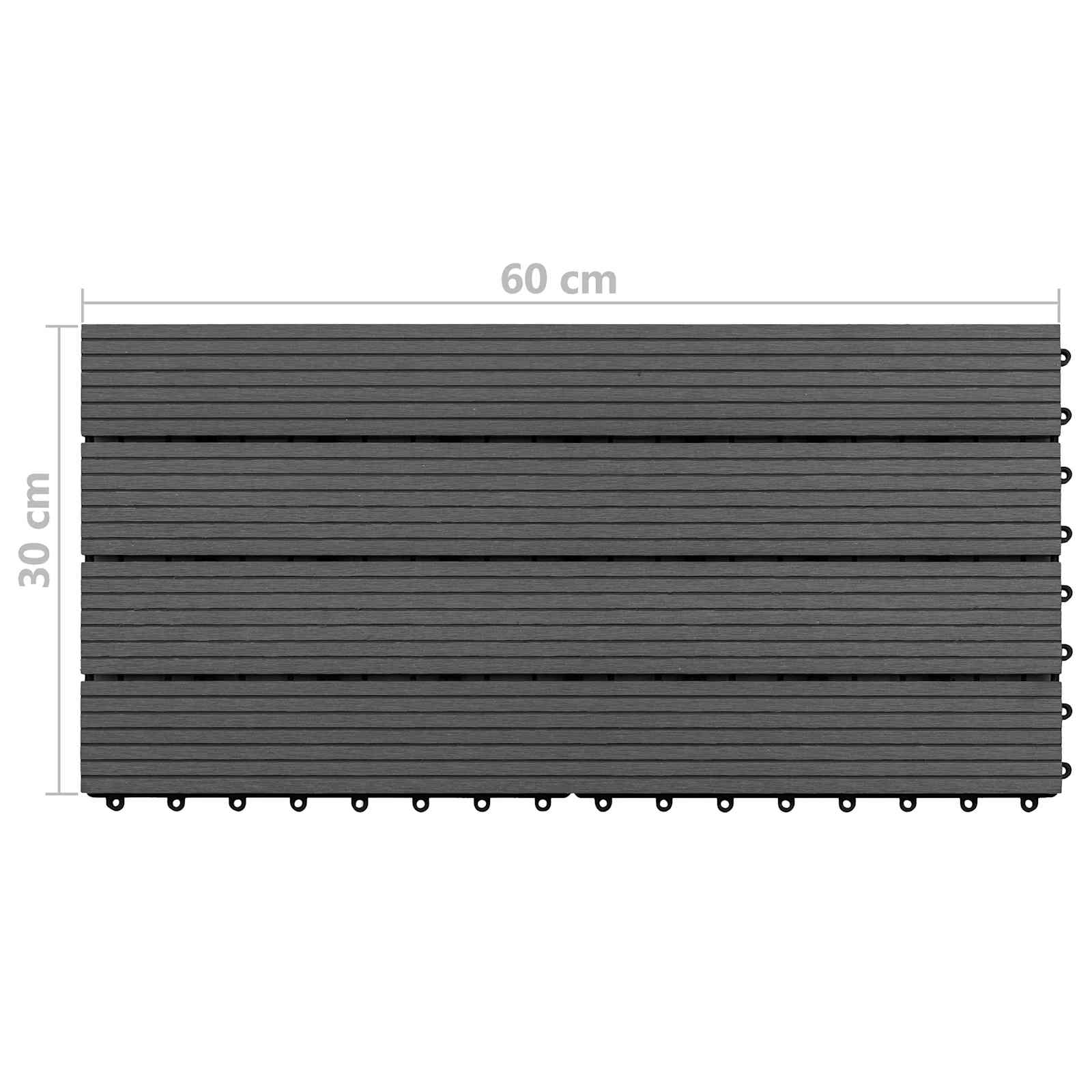 Pločice za decking 6 pcs Crna 60 x 30 cm Drvoplastična smjesa