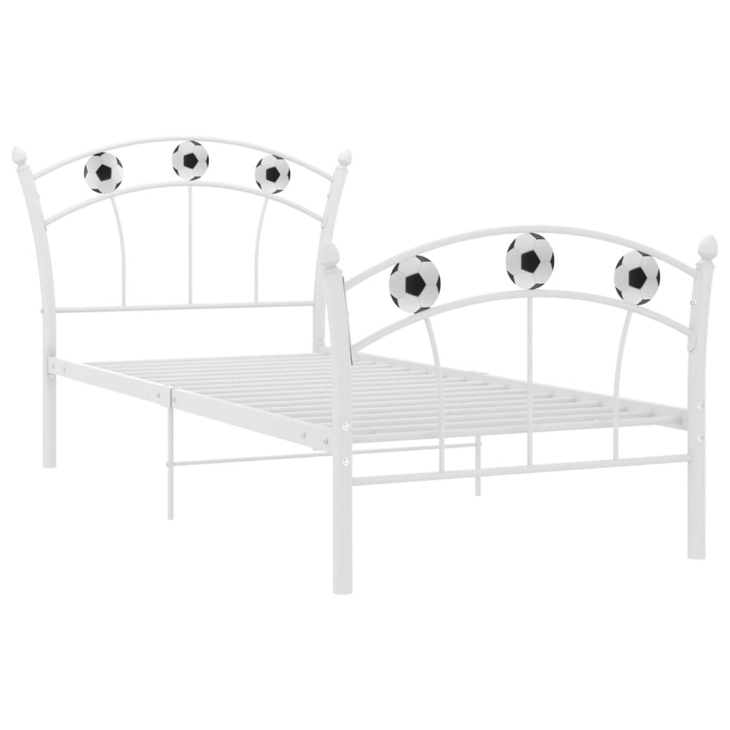 Okvir za krevet s nogometnim uzorkom bijeli metal 90 x 200 cm