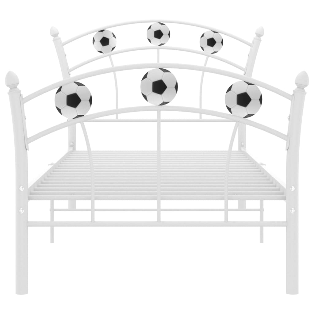 Okvir za krevet s nogometnim uzorkom bijeli metal 90 x 200 cm