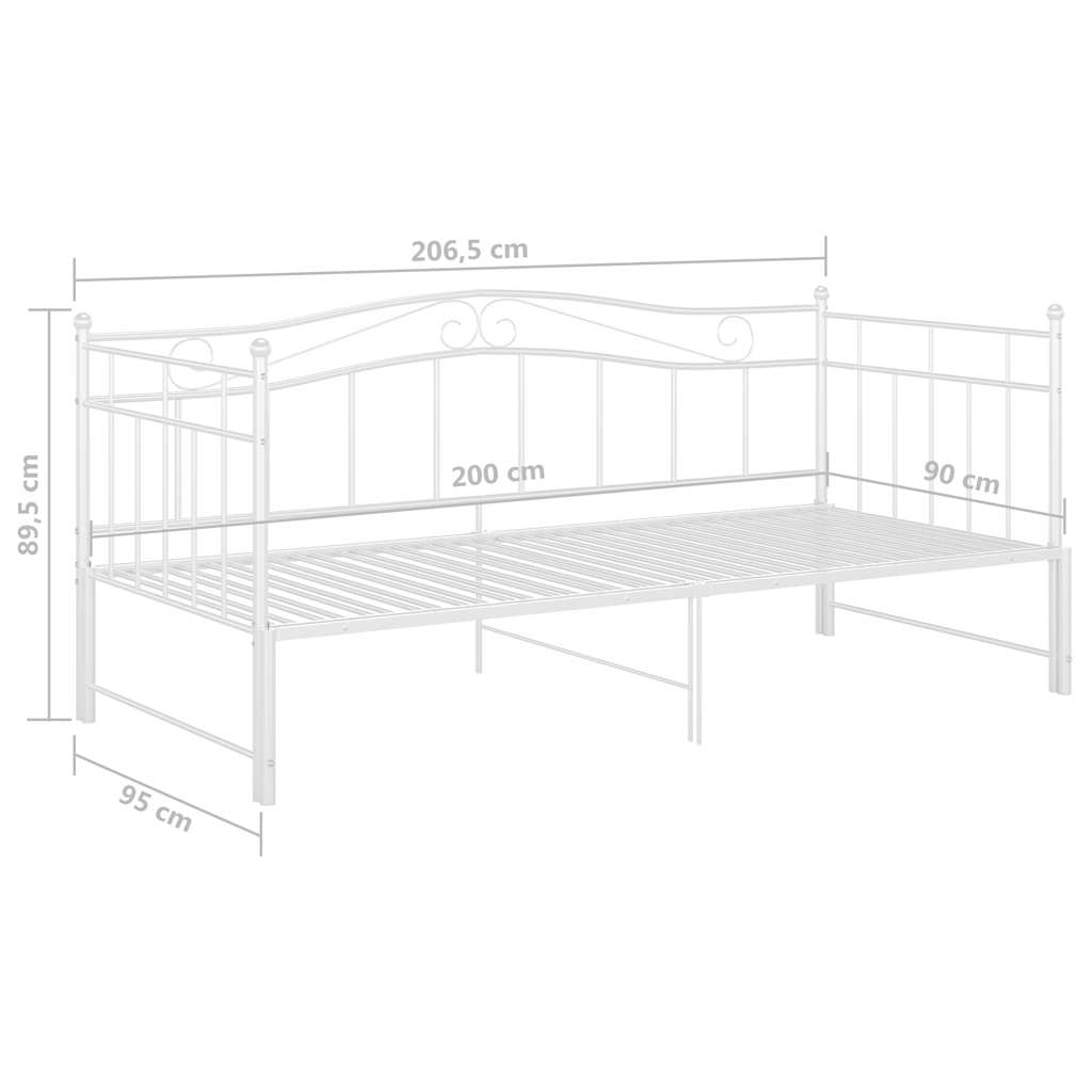 Okvir za krevet na razvlačenje bijeli metalni 90 x 200 cm