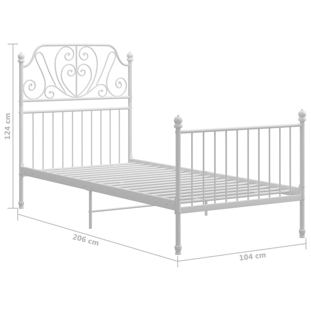 Okvir za krevet bijeli metalni 100 x 200 cm
