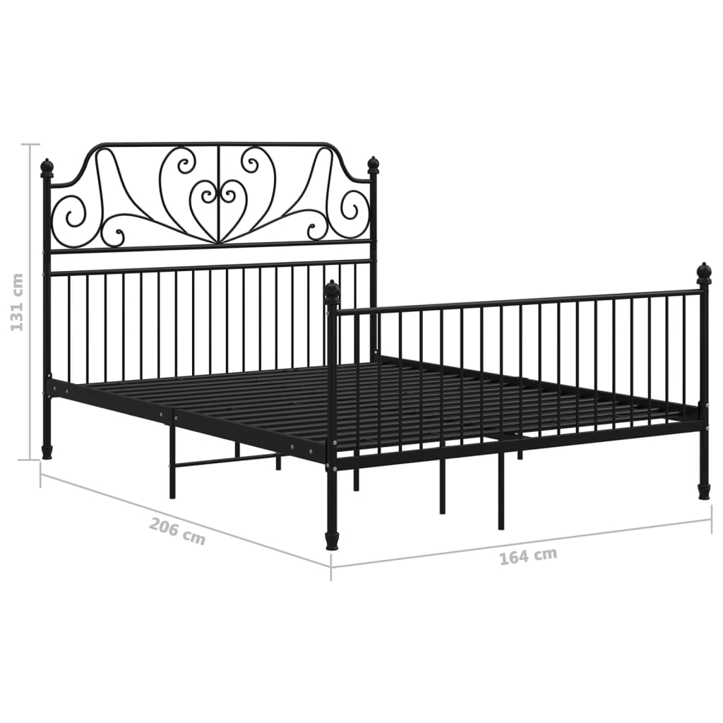 Okvir za krevet crni metalni 160 x 200 cm