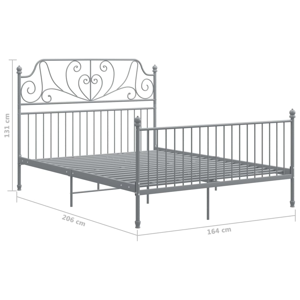 Okvir za krevet sivi metalni 160 x 200 cm