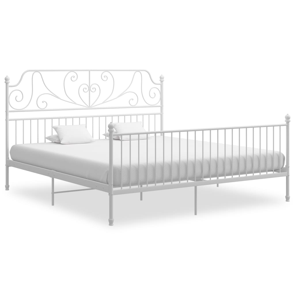Okvir za krevet bijeli metalni 200 x 200 cm