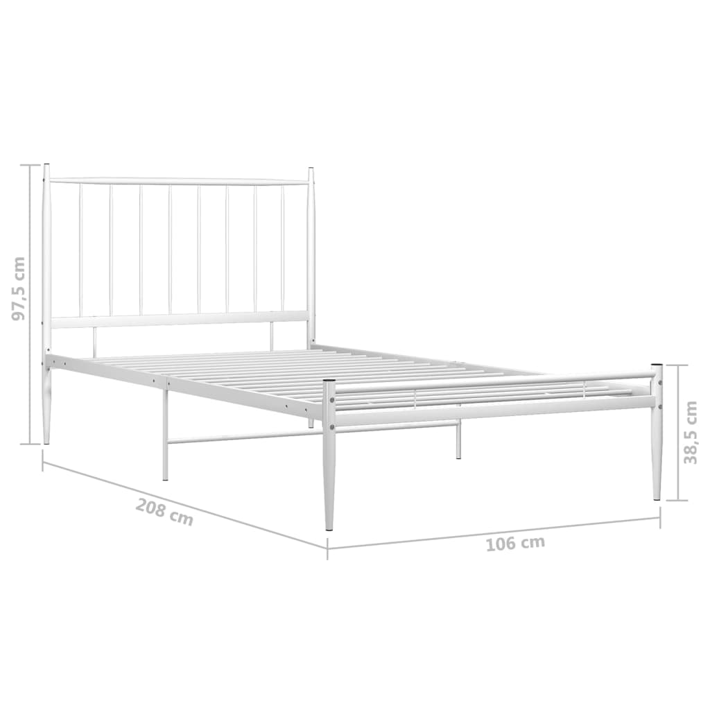 Okvir za krevet bijeli metalni 100 x 200 cm