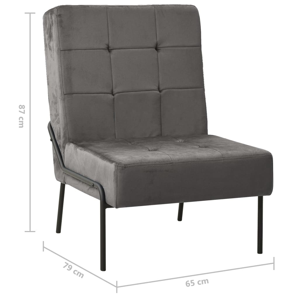 Stolica za opuštanje 65 x 79 x 87 cm tamnosiva baršunasta