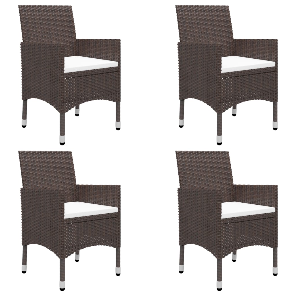 5-dijelni vrtni blagovaonski set od poliratana i stakla smeđi
