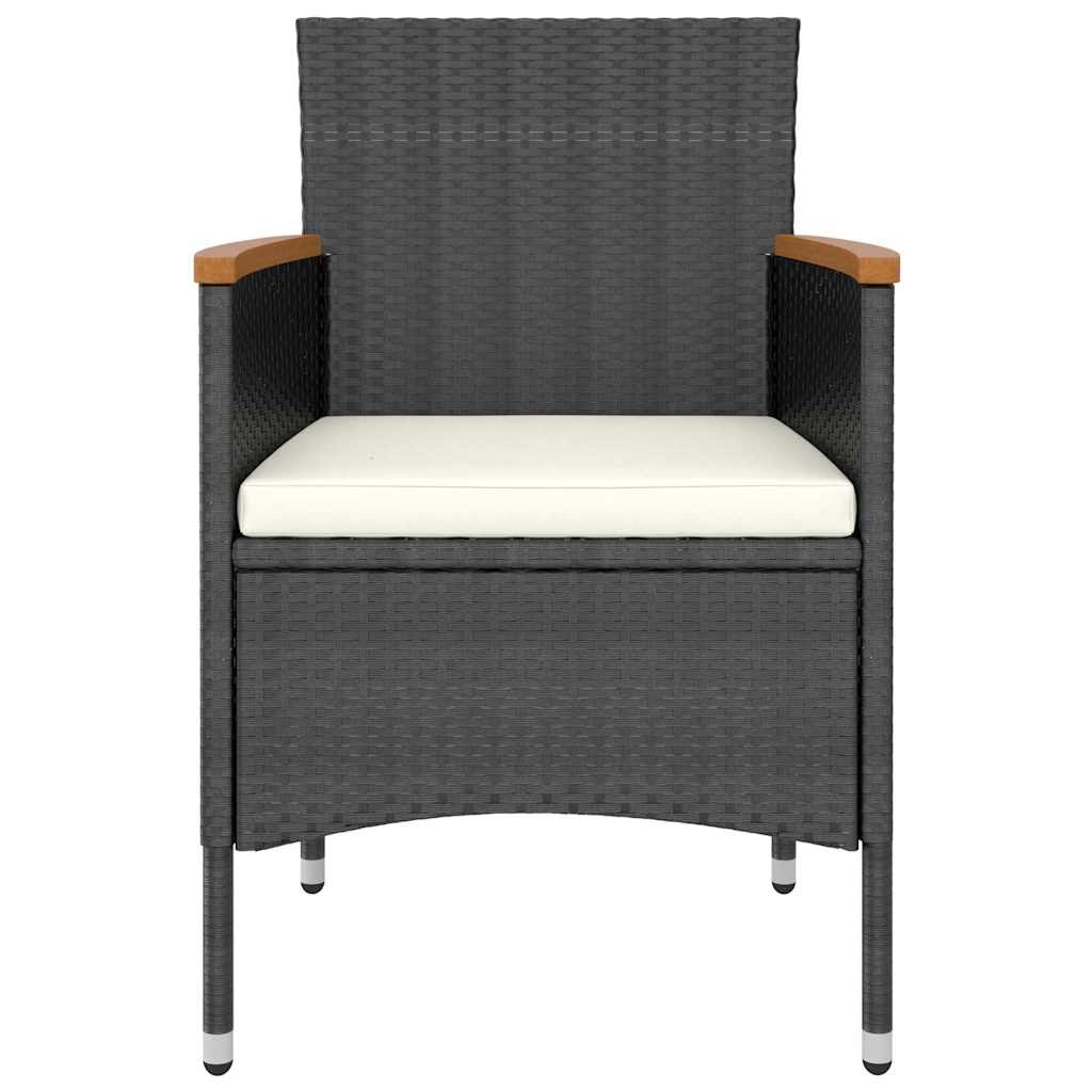 5-dijelni vrtni blagovaonski set od poliratana i stakla crni Crna 120 x 120 x 75 cm