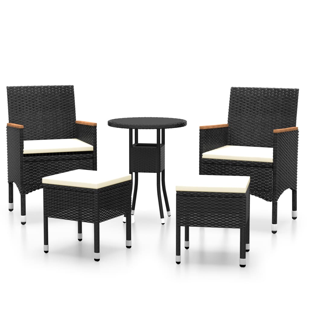 5-dijelna vrtna garnitura od poliratana crna