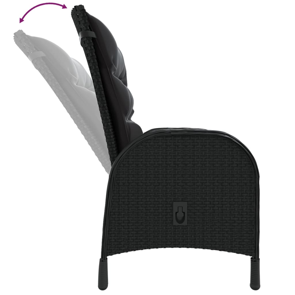 3-dijelni vrtni bistro set od poliratana crni