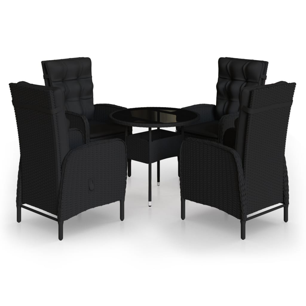 5-dijelni vrtni bistro set od poliratana crni