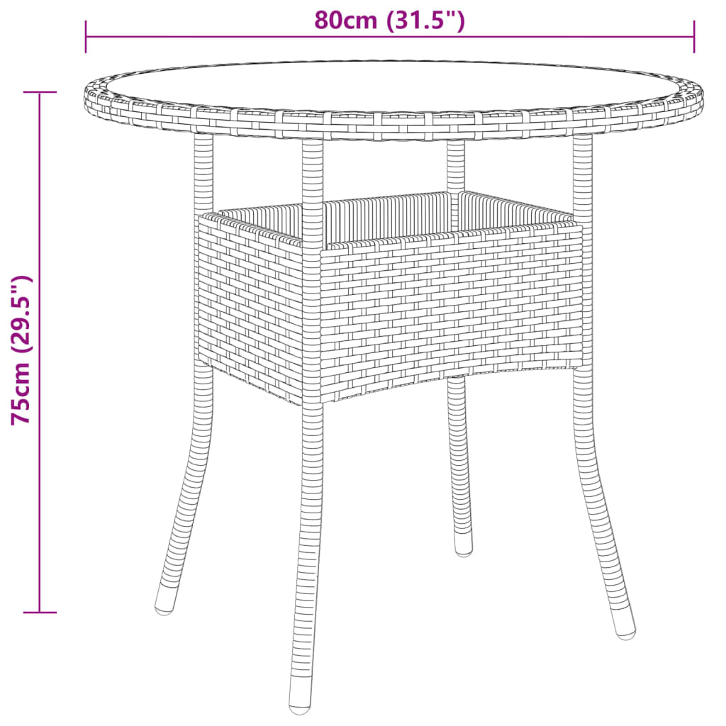5-dijelni vrtni bistro set od poliratana crni
