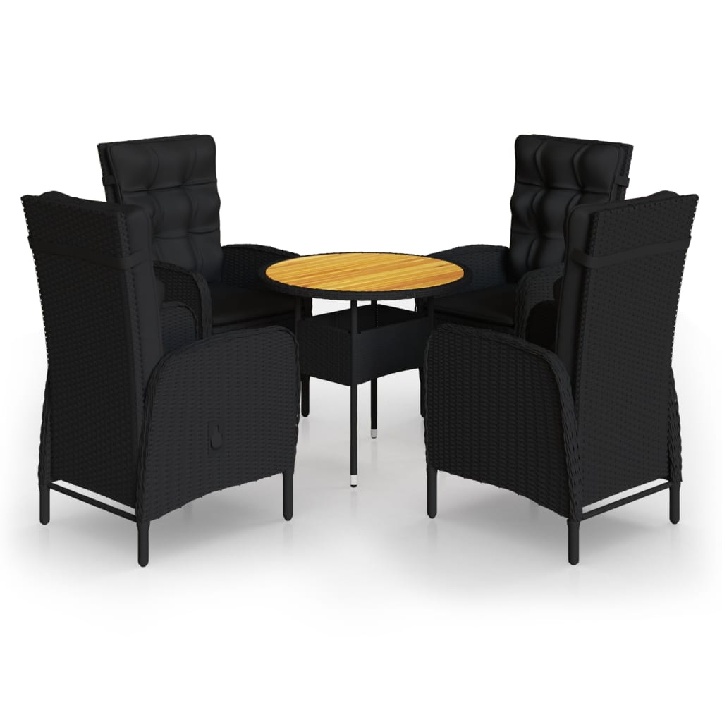 5-dijelni vrtni bistro set od poliratana crni
