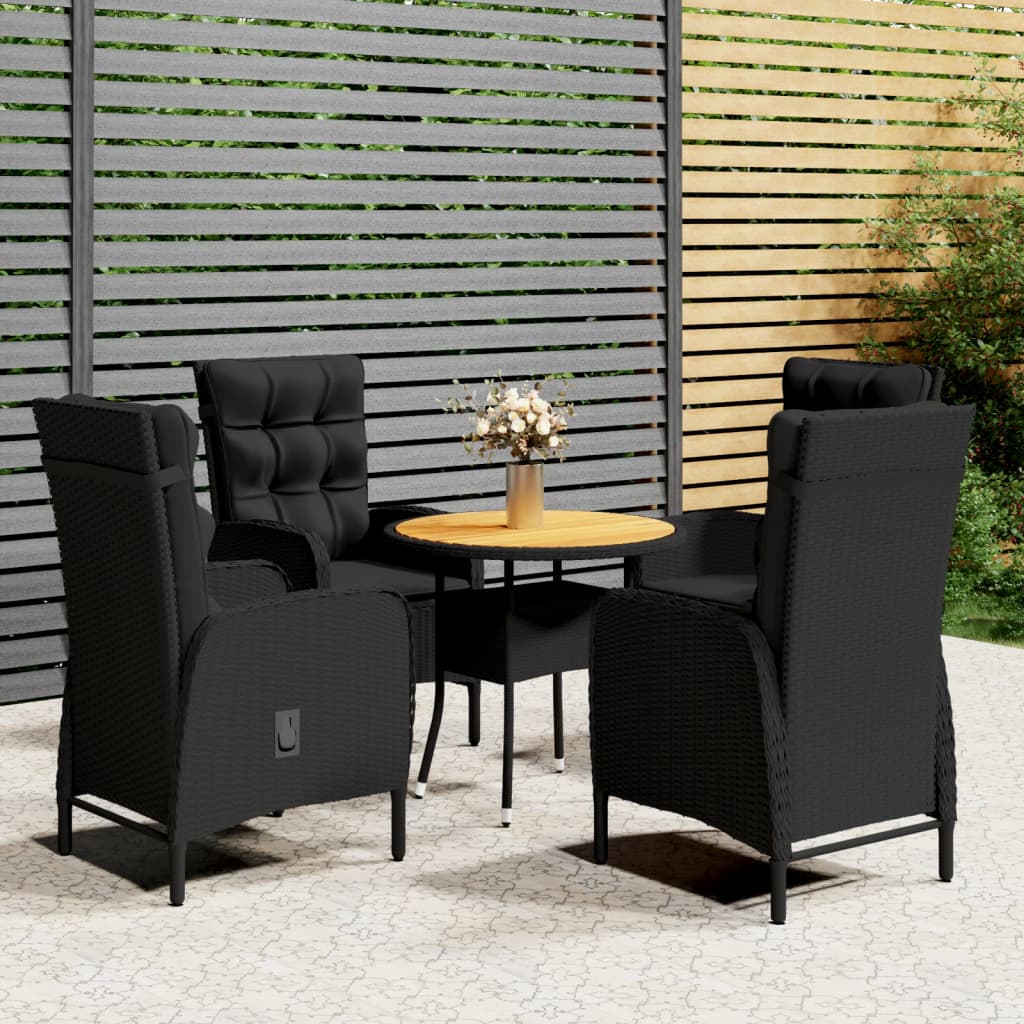 5-dijelni vrtni bistro set od poliratana crni
