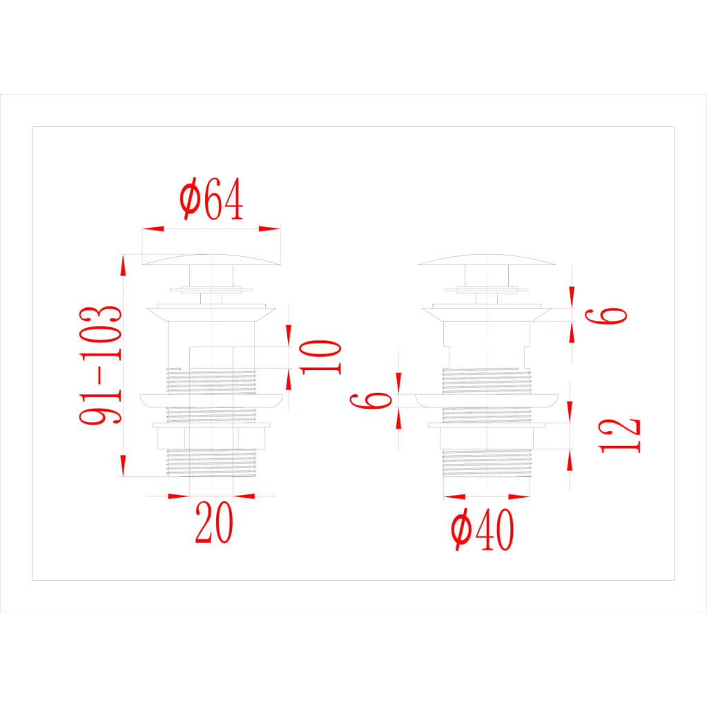 Potisni odvod sa zaštitom od prelijevanja srebrni 6,4x6,4x9,1cm
