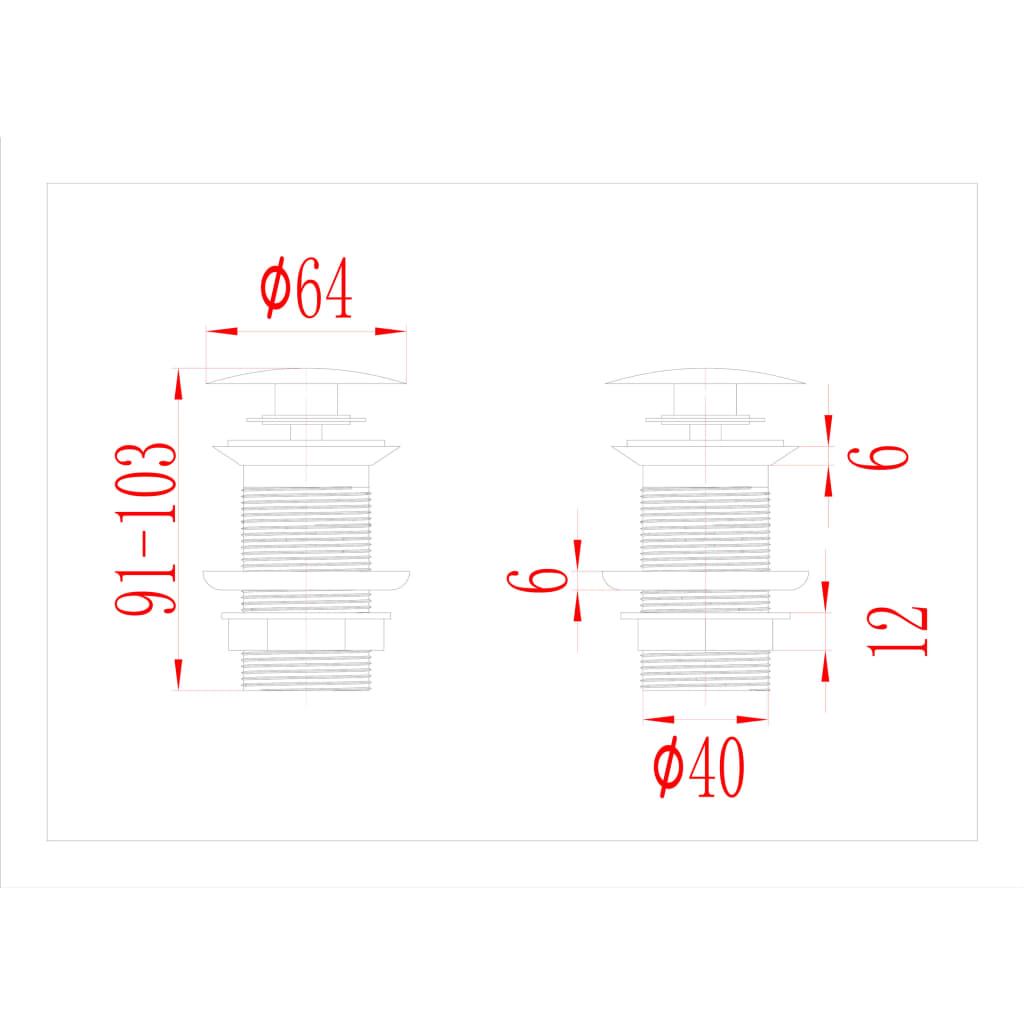 Potisni odvod bez zaštite od prelijevanja srebrni 6,4x6,4x9,1cm