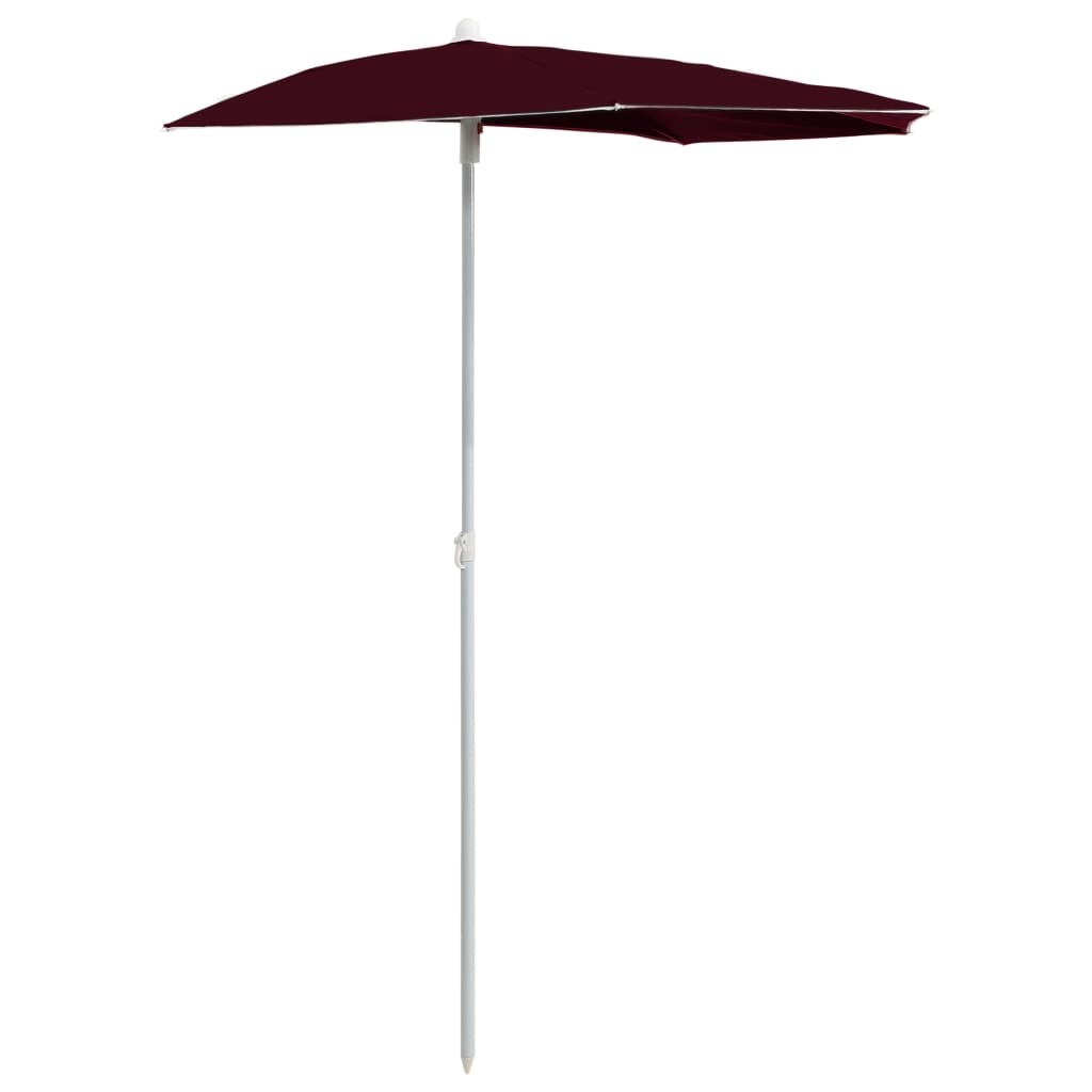 Vrtni polukružni suncobran sa stupom 180 x 90 cm bordo