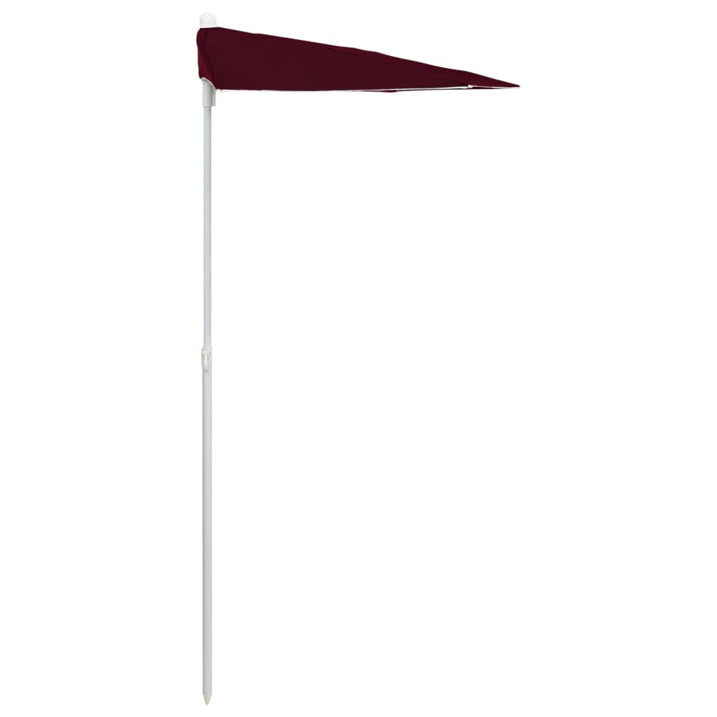 Vrtni polukružni suncobran sa stupom 180 x 90 cm bordo