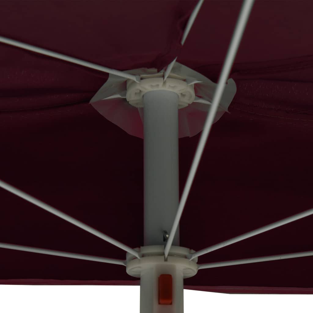 Vrtni polukružni suncobran sa stupom 180 x 90 cm bordo