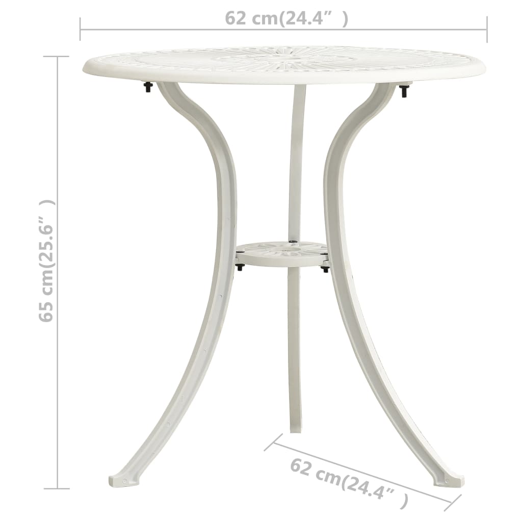 Vrtni stol bijeli 62 x 62 x 65 cm od lijevanog aluminija