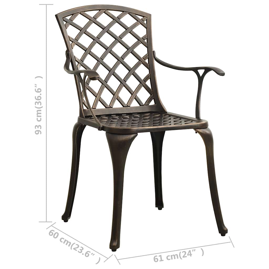 3-dijelni bistro set od lijevanog aluminija brončani
