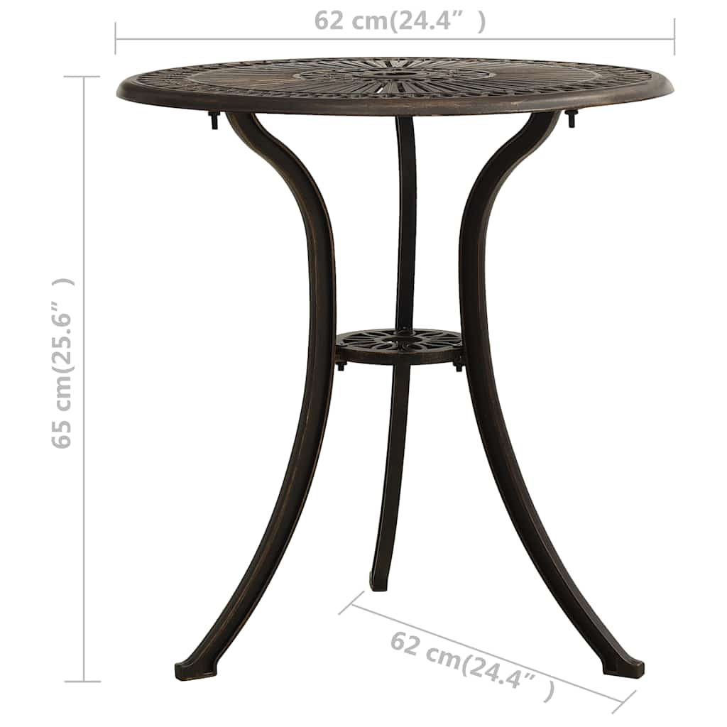 3-dijelni bistro set od lijevanog aluminija brončani