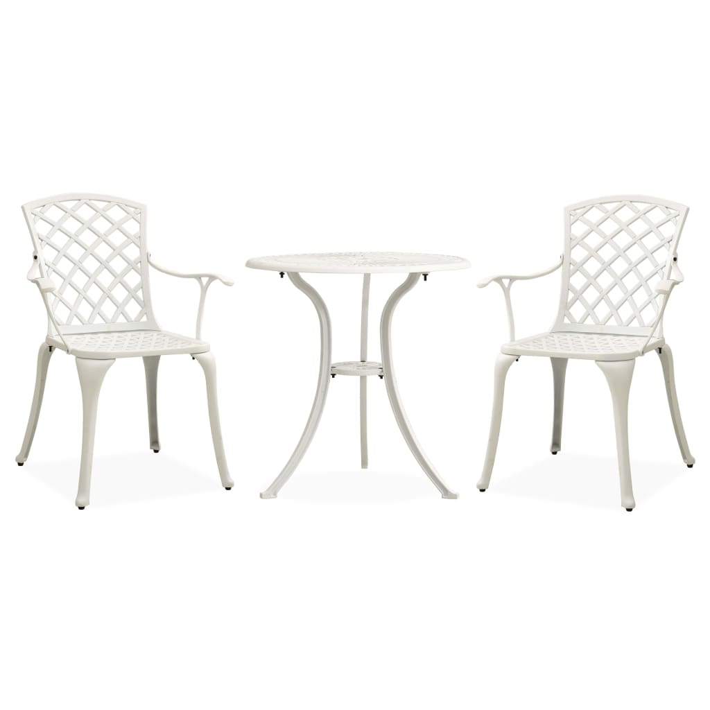 3-dijelni bistro set od lijevanog aluminija bijeli