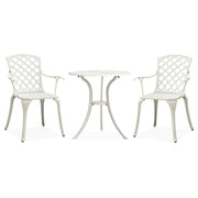 3-dijelni bistro set od lijevanog aluminija bijeli