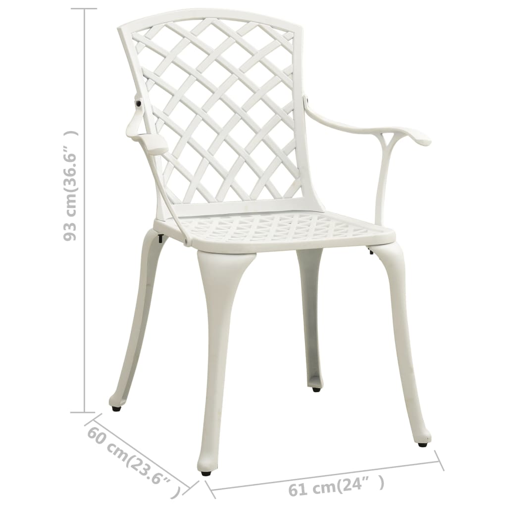 3-dijelni bistro set od lijevanog aluminija bijeli