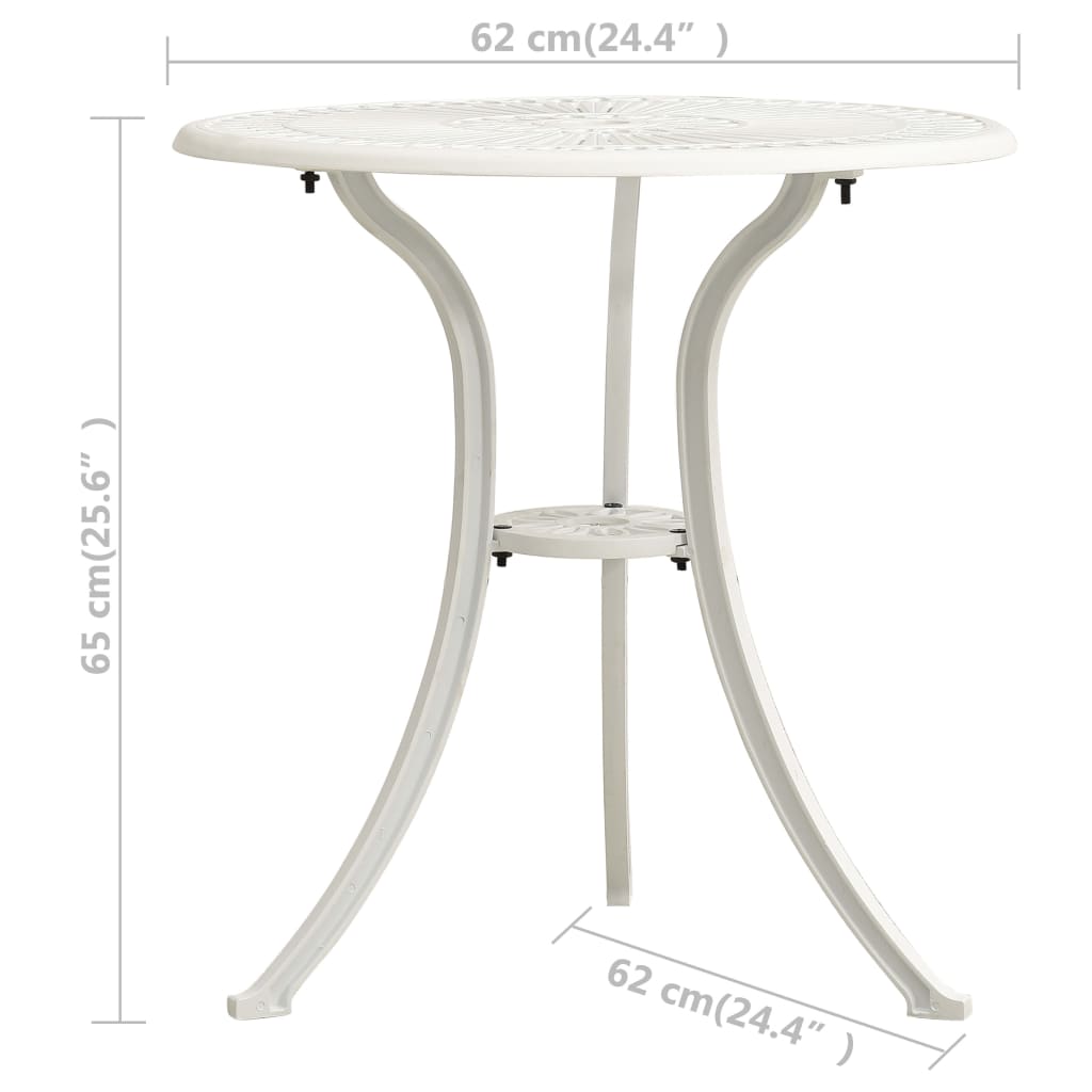 3-dijelni bistro set od lijevanog aluminija bijeli