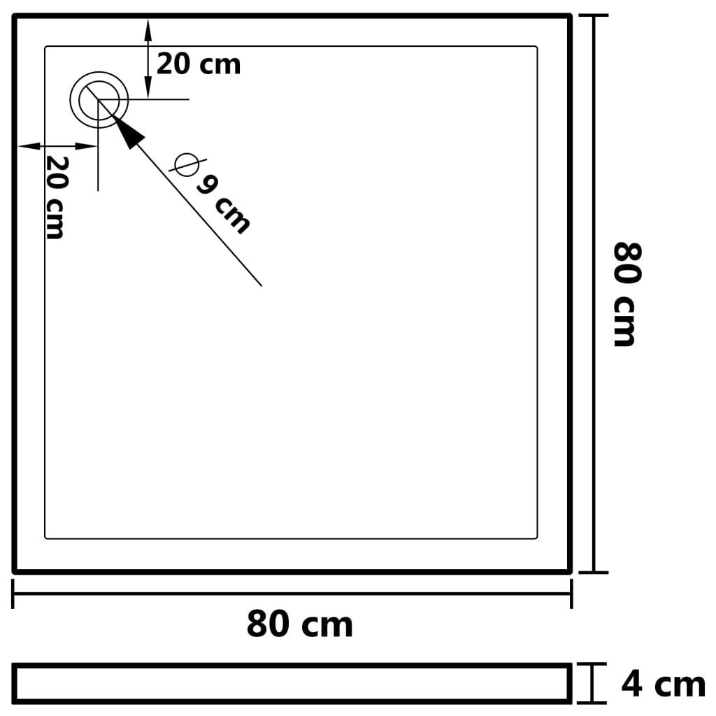 Podloga za tuširanje s točkicama bijela 80 x 80 x 4 cm ABS