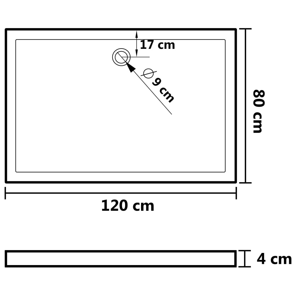 Podloga za tuširanje s točkicama bijela 80 x 120 x 4 cm ABS