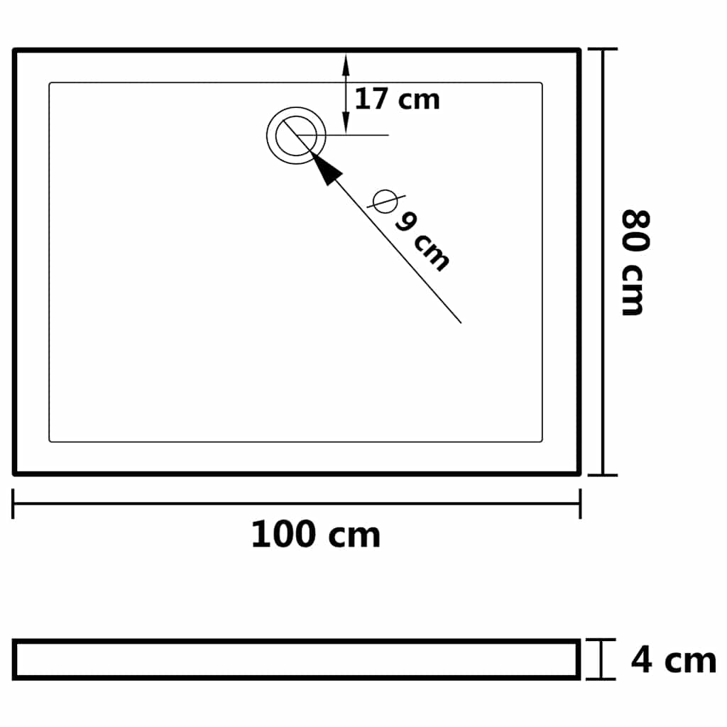 Pravokutna ABS tuš-kada 80 x 100 cm
