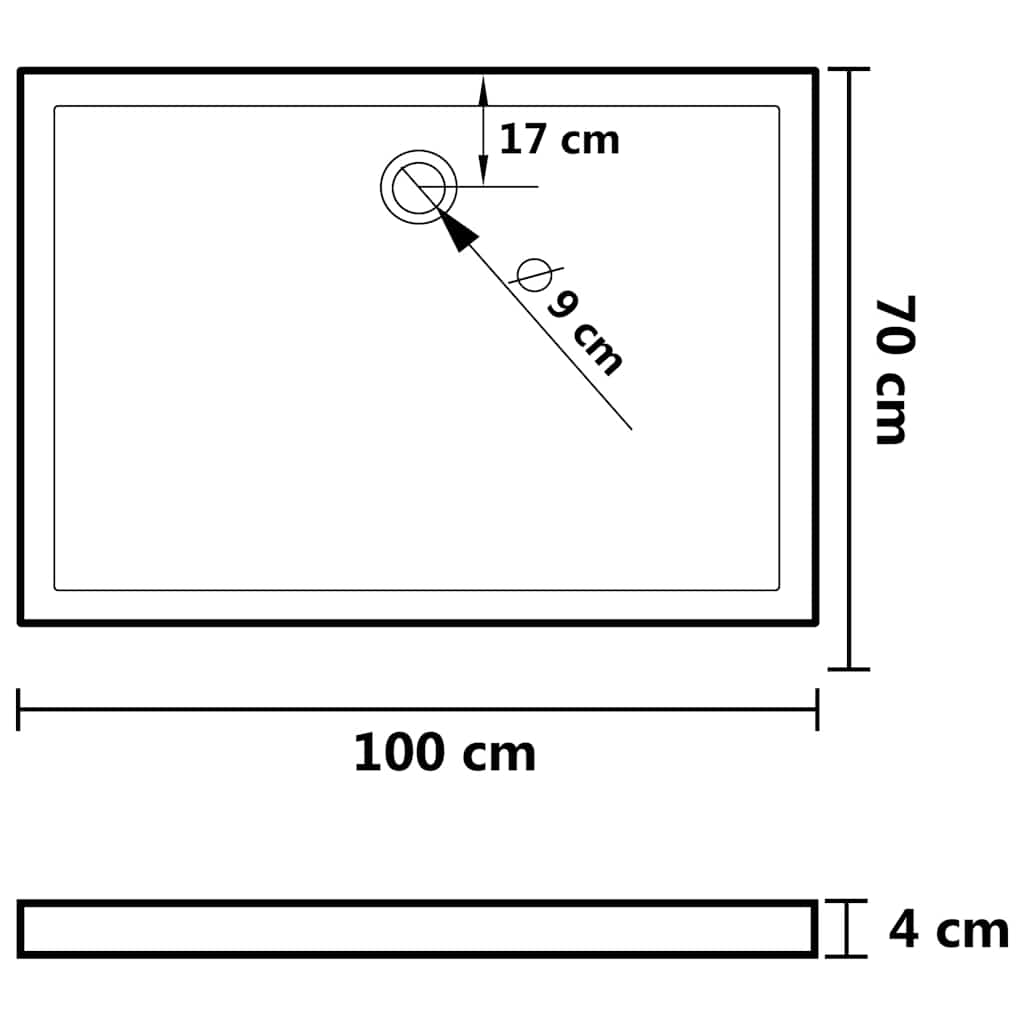 Pravokutna ABS tuš-kada bijela 70 x 100 cm