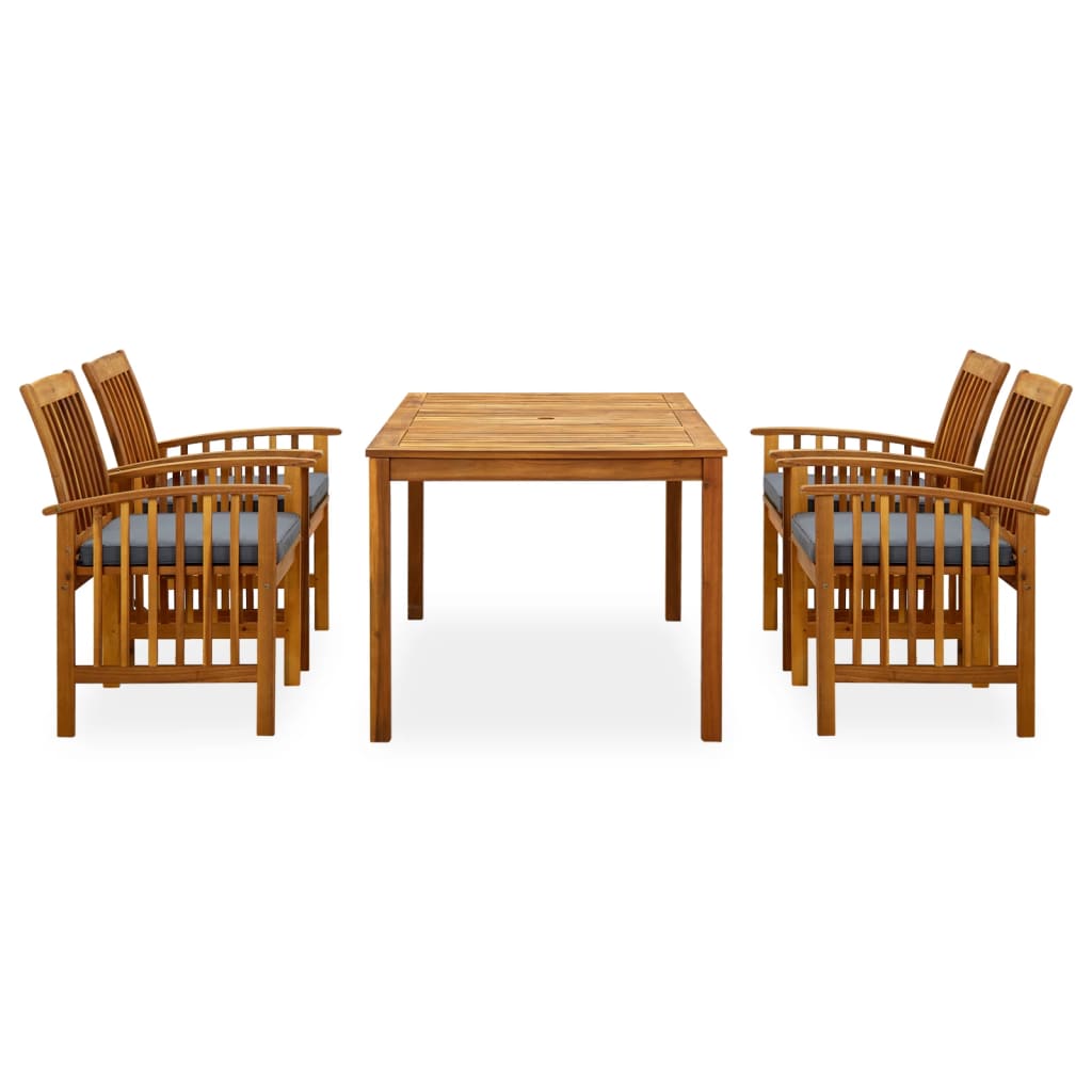 3058088  5 Piece Garden Dining Set with Cushions Solid Acacia Wood (45962+2x312130)