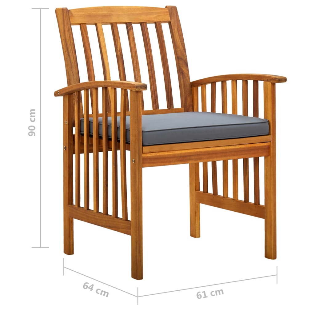3058088  5 Piece Garden Dining Set with Cushions Solid Acacia Wood (45962+2x312130)