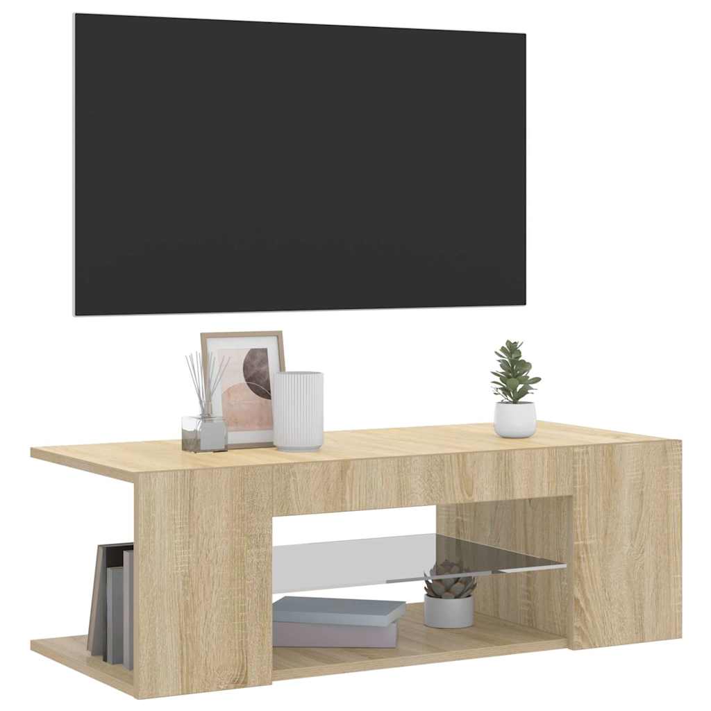 TV ormarić s LED svjetlima boja hrasta sonome 90 x 39 x 30 cm