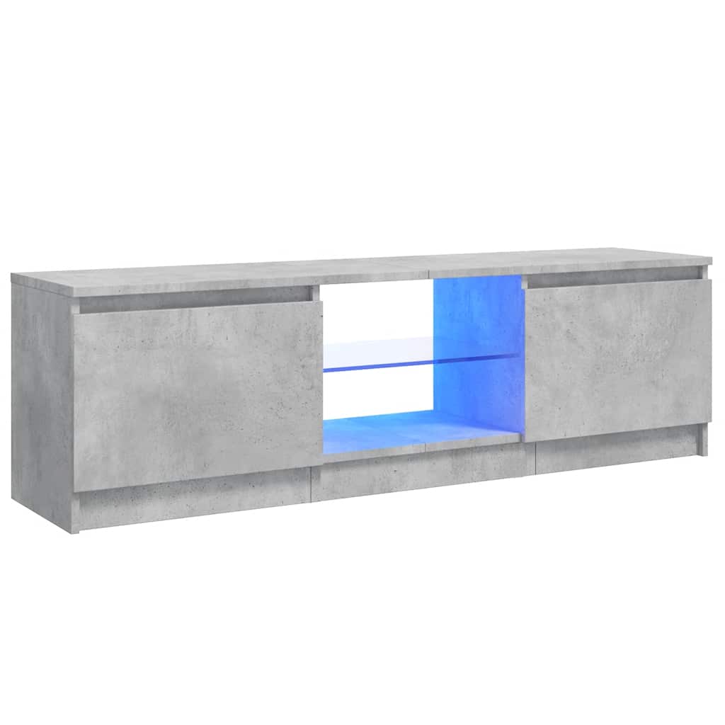 TV ormarić s LED svjetlima siva boja betona 120 x 30 x 36 cm