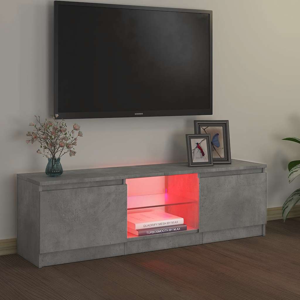 TV ormarić s LED svjetlima siva boja betona 120 x 30 x 36 cm