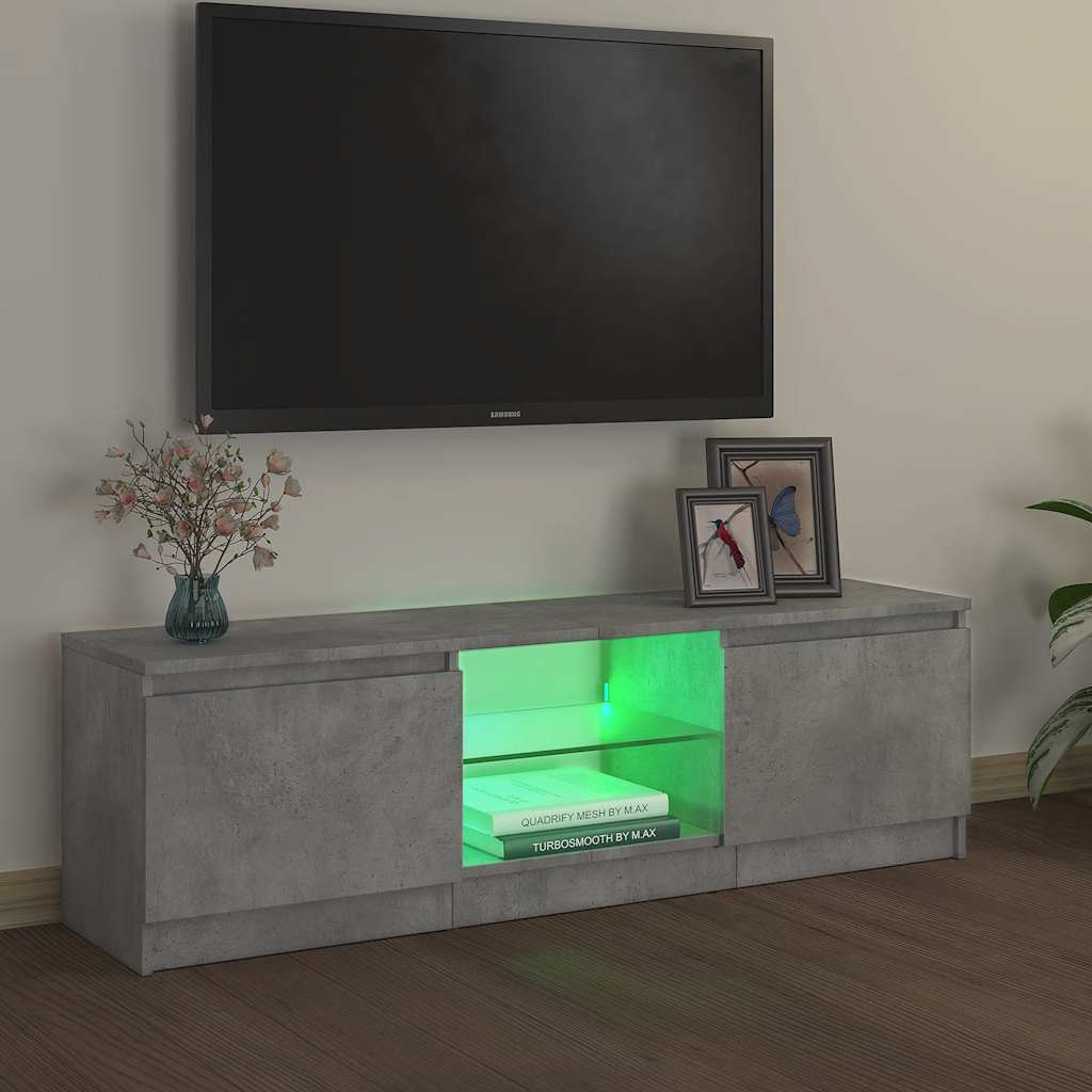 TV ormarić s LED svjetlima siva boja betona 120 x 30 x 36 cm