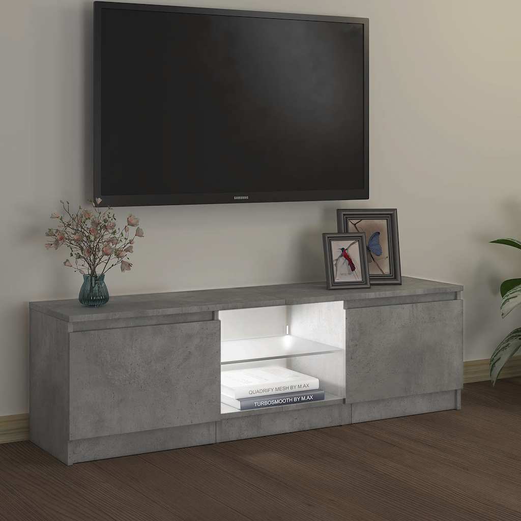 TV ormarić s LED svjetlima siva boja betona 120 x 30 x 36 cm