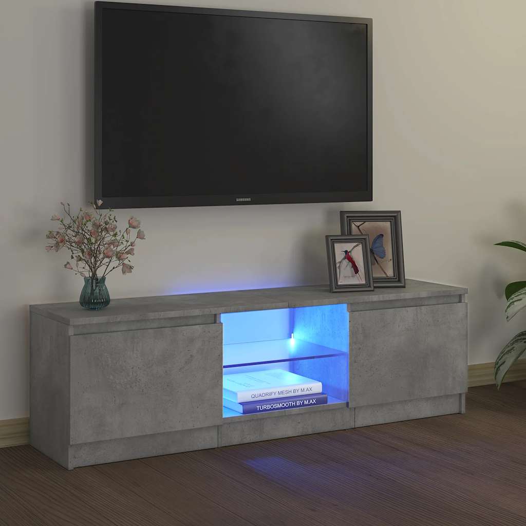 TV ormarić s LED svjetlima siva boja betona 120 x 30 x 36 cm