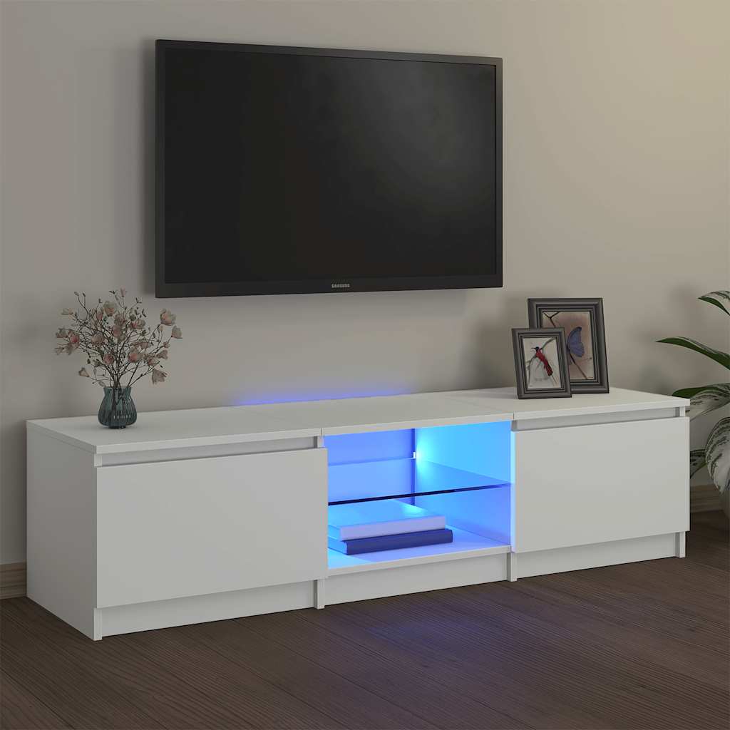 TV ormarić s LED svjetlima bijeli 140 x 40 x 36 cm