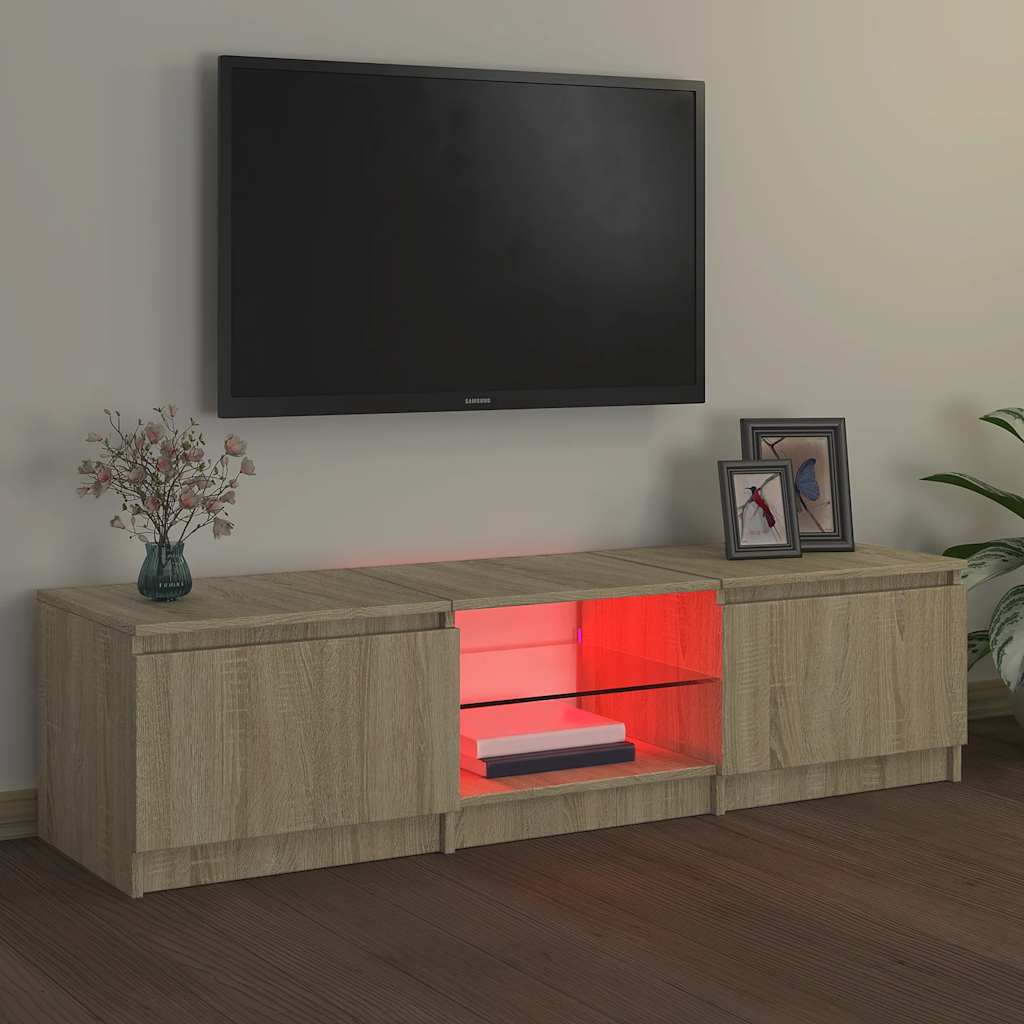 TV ormarić s LED svjetlima boja hrasta sonome 140x40x36 cm