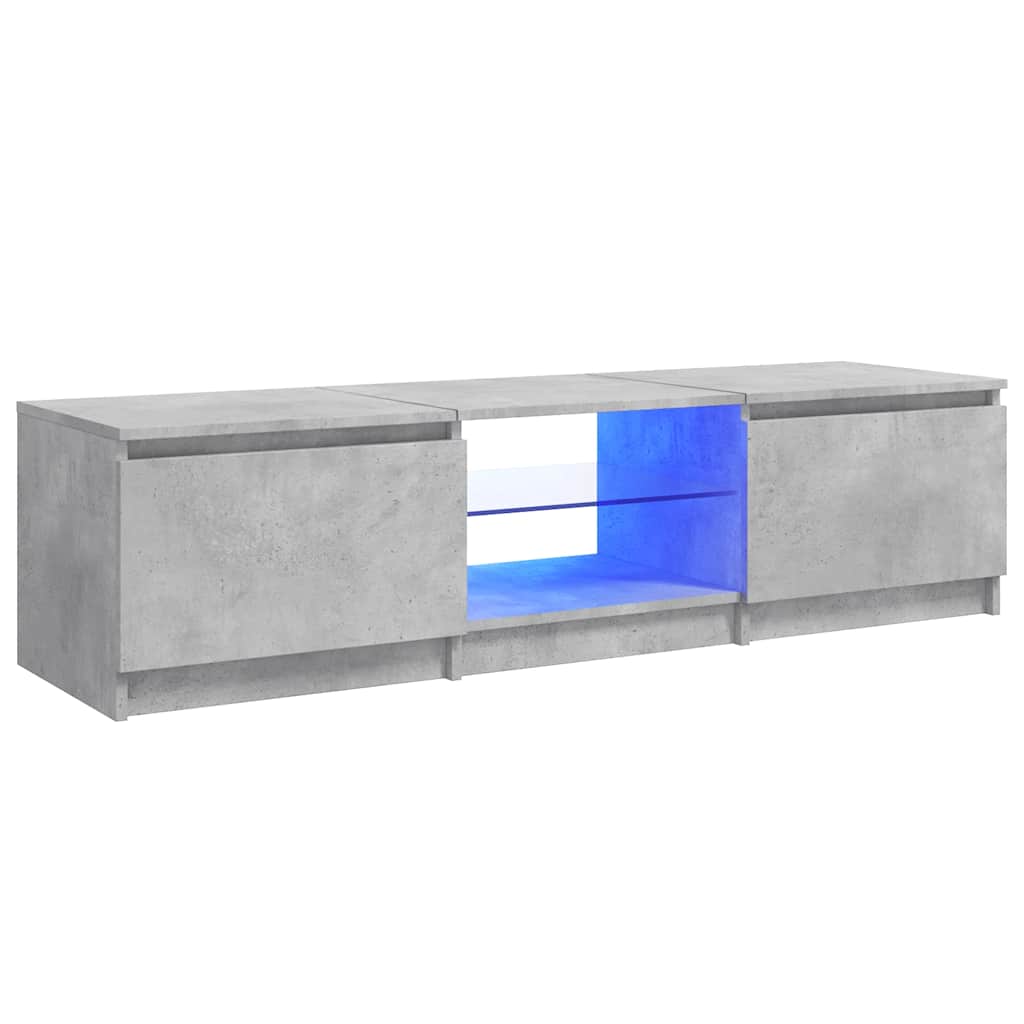 TV ormarić s LED svjetlima siva boja betona 140 x 40 x 36 cm