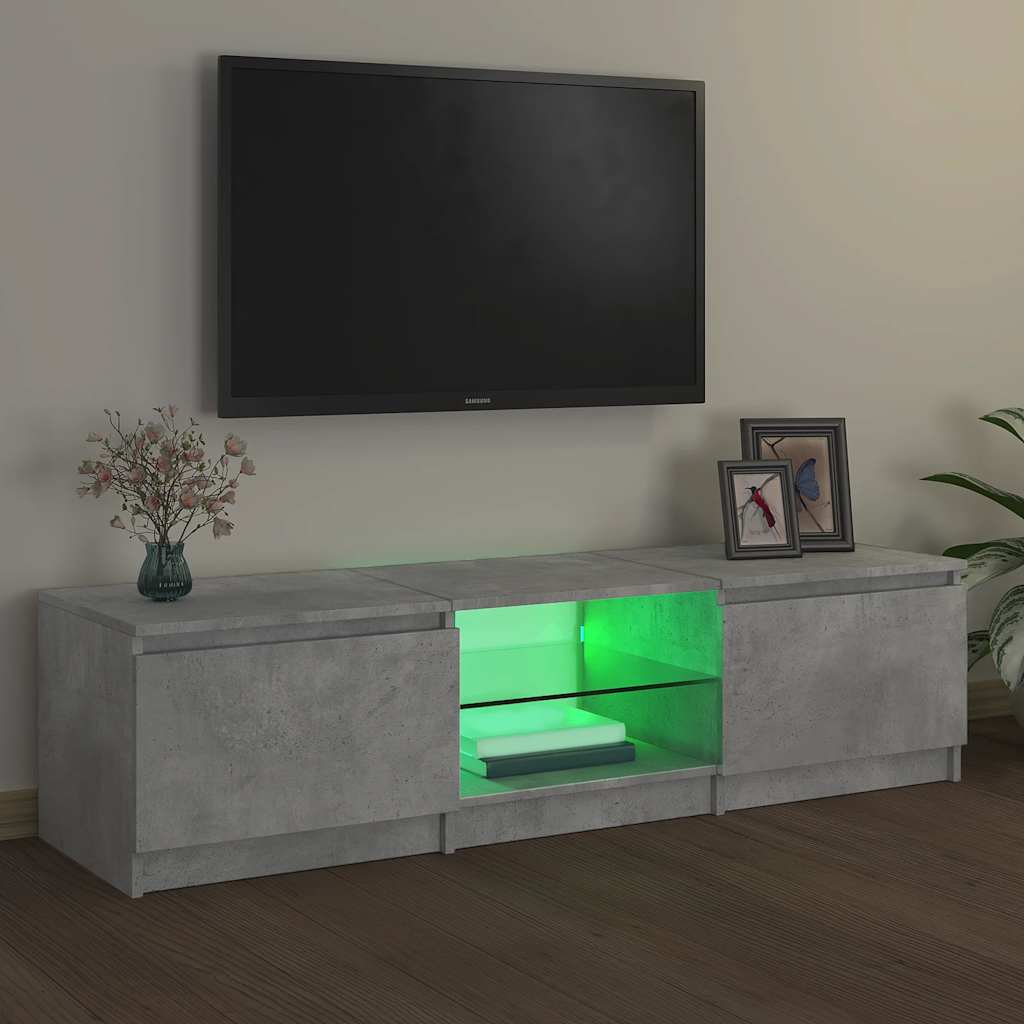 TV ormarić s LED svjetlima siva boja betona 140 x 40 x 36 cm