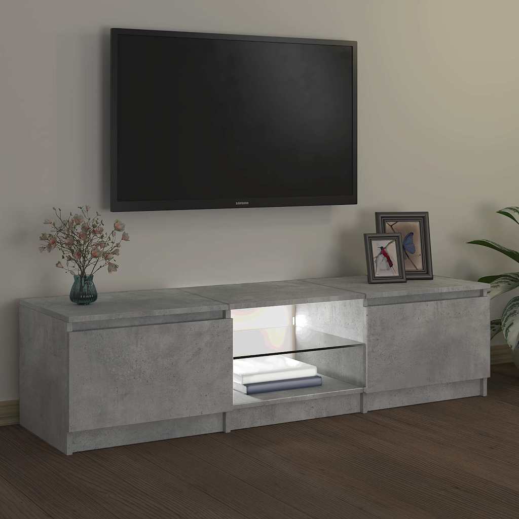 TV ormarić s LED svjetlima siva boja betona 140 x 40 x 36 cm