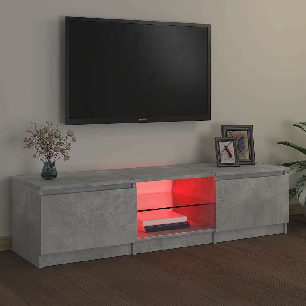 TV ormarić s LED svjetlima siva boja betona 140 x 40 x 36 cm