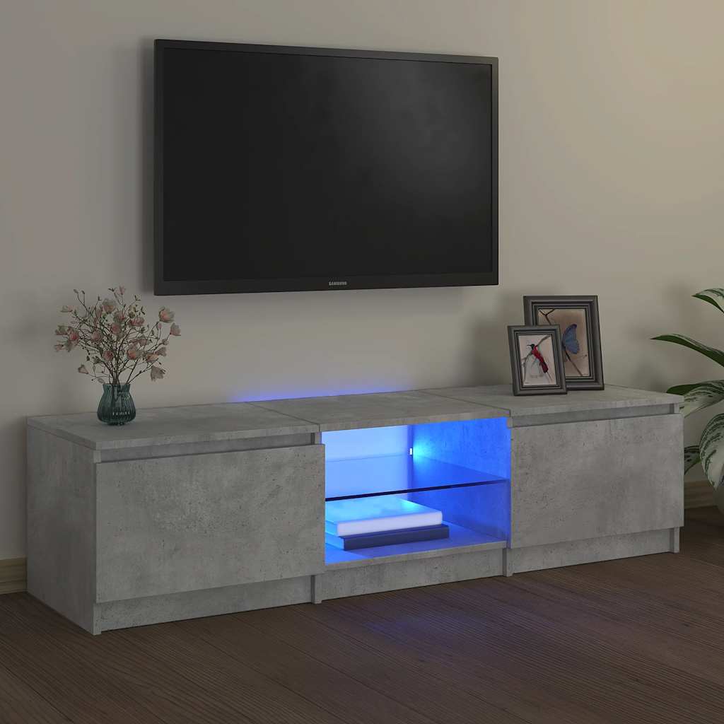 TV ormarić s LED svjetlima siva boja betona 140 x 40 x 36 cm