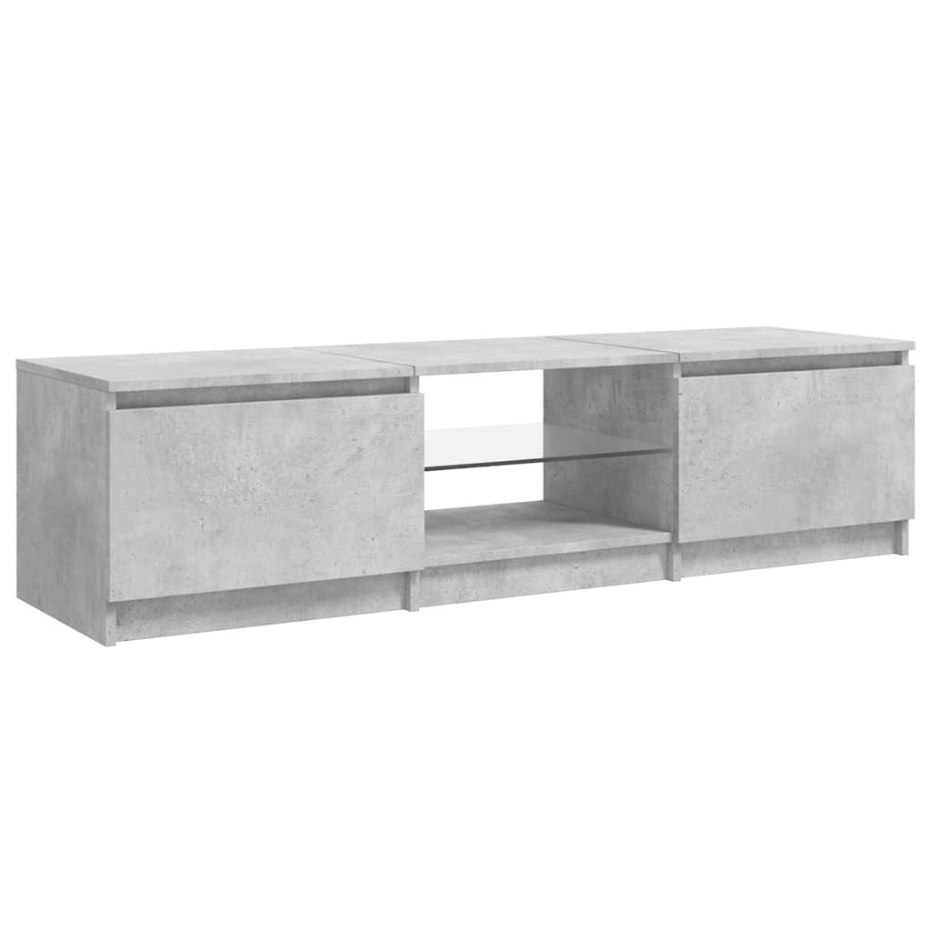 TV ormarić s LED svjetlima siva boja betona 140 x 40 x 36 cm